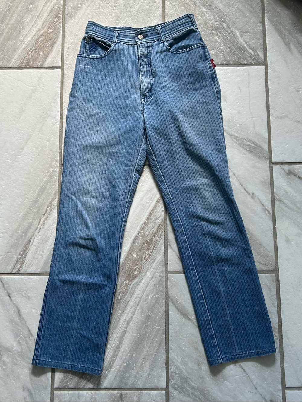 Vintage 80s Braxton Stretch Pinstripe High Rise Denim Jeans Size 12